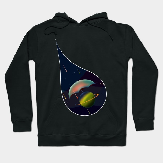 It's raining Planets - Raindrop Design Hoodie by SPAZE